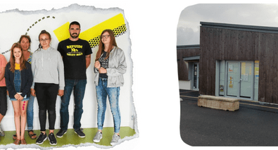 Espace Jeune de Guipronvel et de Milizac avec le graff réalisé avec l’artiste
Hélène GERBERT