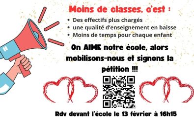 Mobilisation contre une menace de fermeture de classe